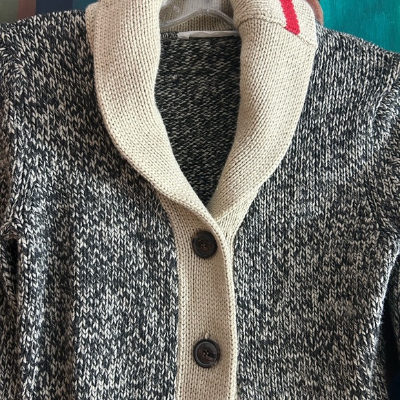 Bluenotes Cabin Black & Cream Shawl Collar Cardigan Women Medium Cowichan - Picture 2 of 16